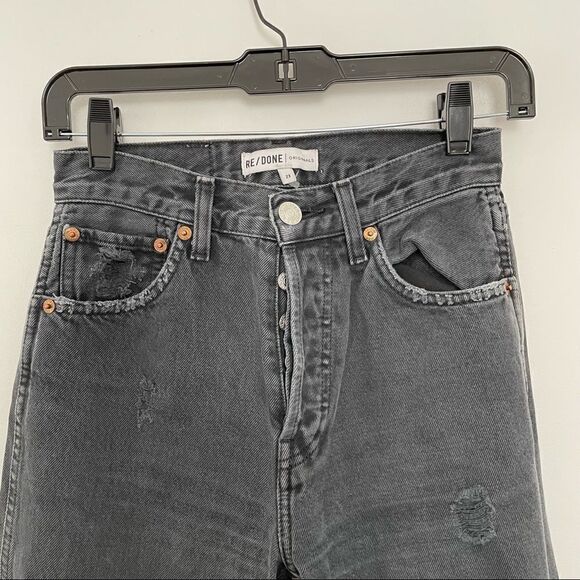 RE/DONE Originals High Rise Loose in Washed Black With Rips - Picture 6 of 14